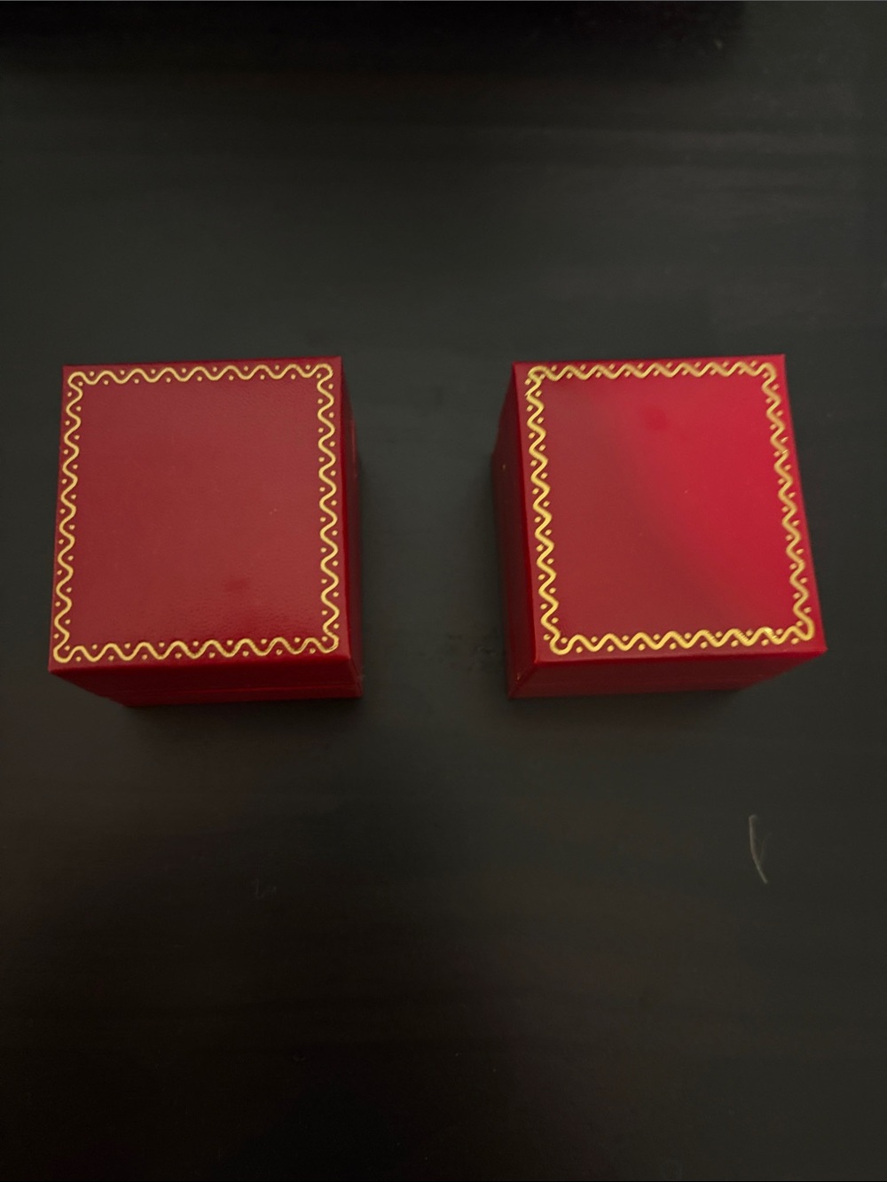 Red Decorative Jewelry Boxes with Gold Trim